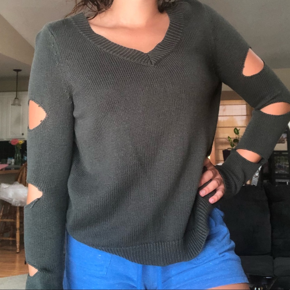 Women’s Grey Cut-out Sweater